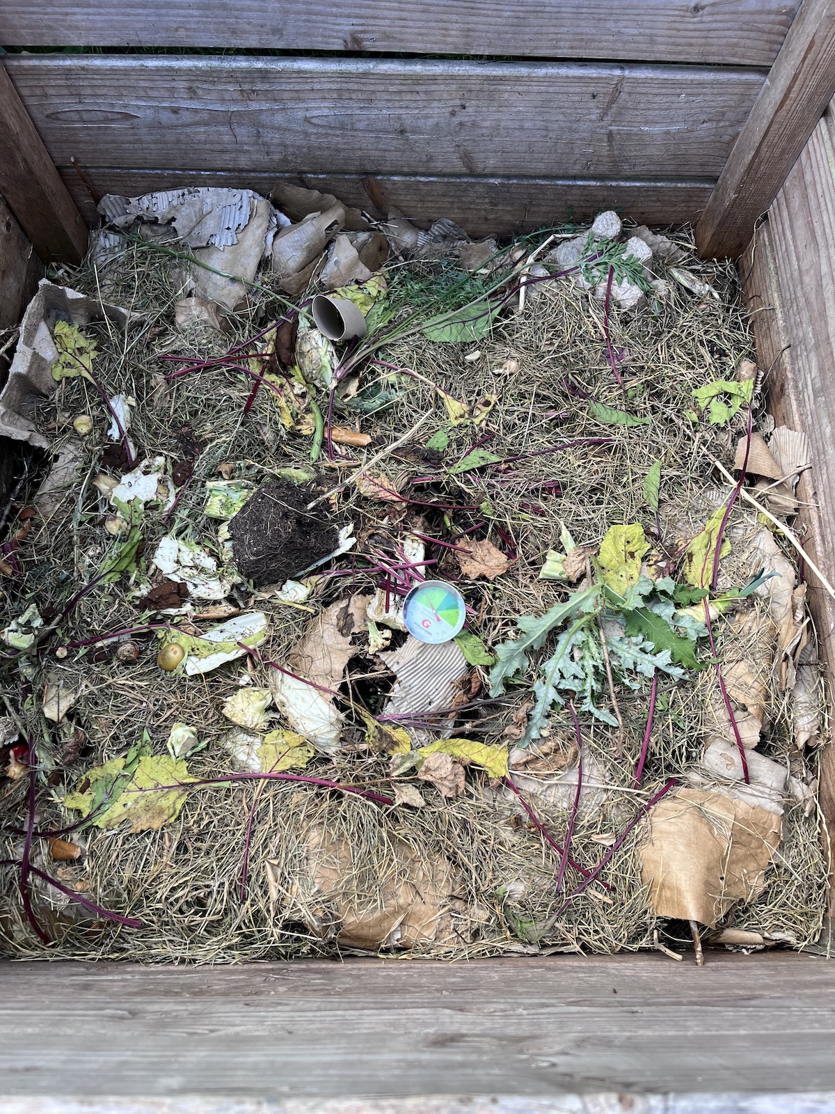 Composthoop als voorbeeld hoe je thuis kunt composteren.